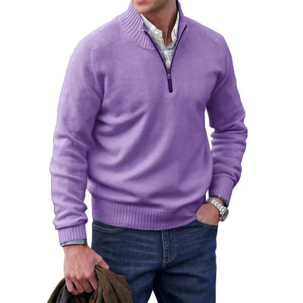 Stylish men's full-zip knit sweater, ideal for casual fashion and everyday layering.