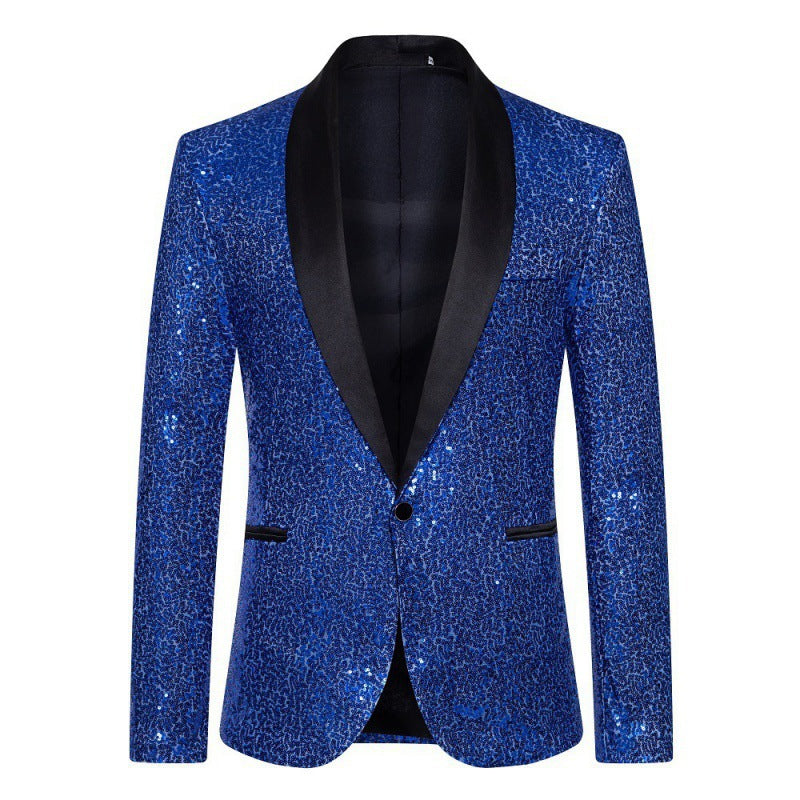 Shimmering men's black sequin blazer, designed to help you shine bright at any special event or celebration.
