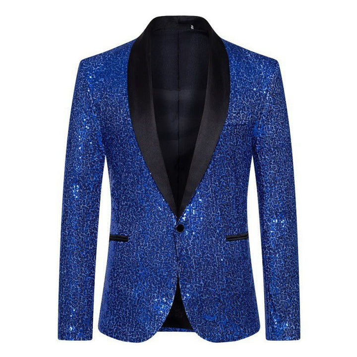 Shimmering men's black sequin blazer, designed to help you shine bright at any special event or celebration.