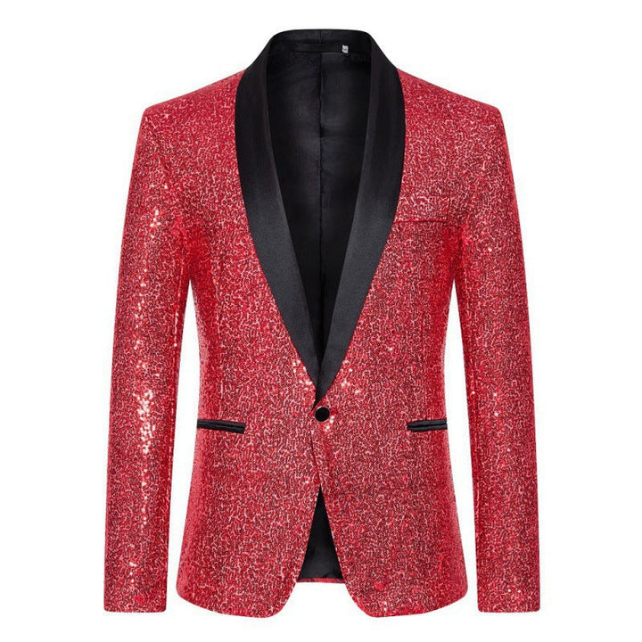 Men's slim fit sequin party jacket in black, an ultimate festive attire for a memorable night out.