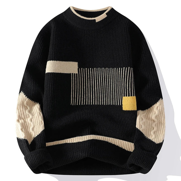 Soft men's graphic crew neck sweater, long sleeve pullover. Relaxed fit, great for casual winter & autumn fashion.