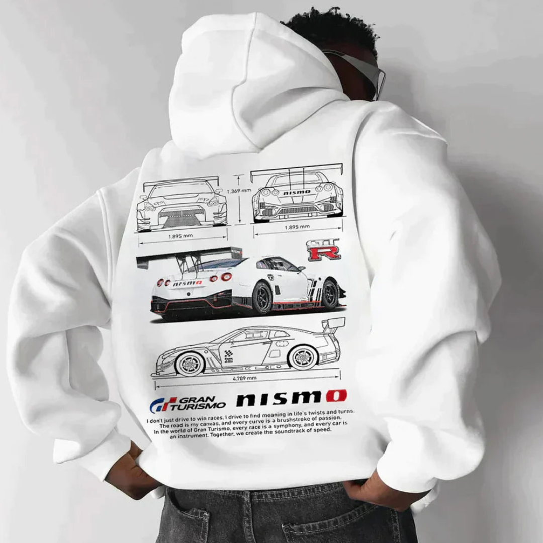 Men's graphic print hoodie, warm fleece lining for cold weather, plus size available.