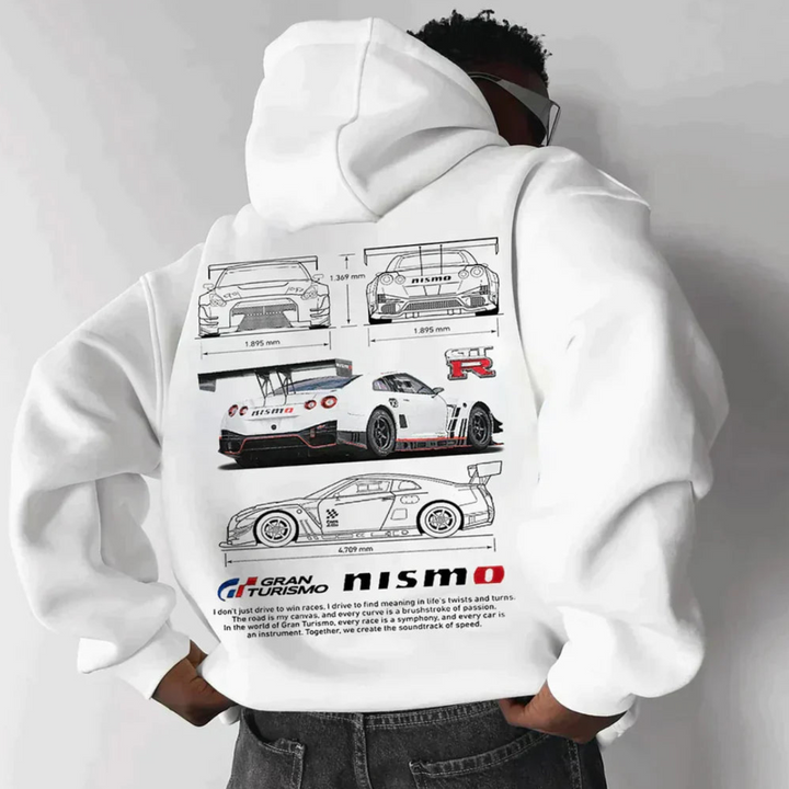 Men's graphic print hoodie, warm fleece lining for cold weather, plus size available.