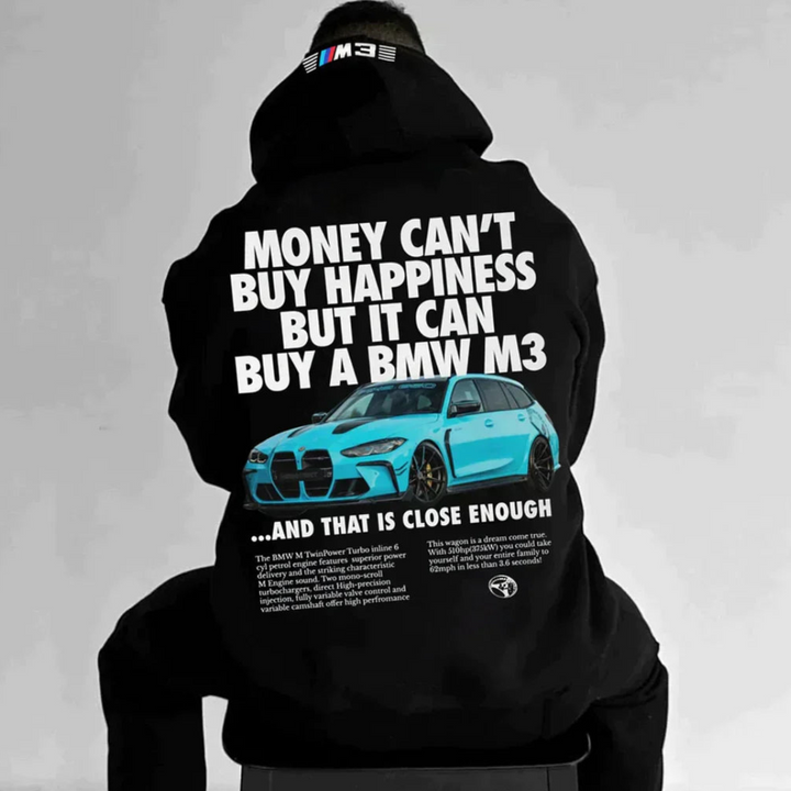 Casual men's streetwear hoodie with a bold graphic design, plus size options.
