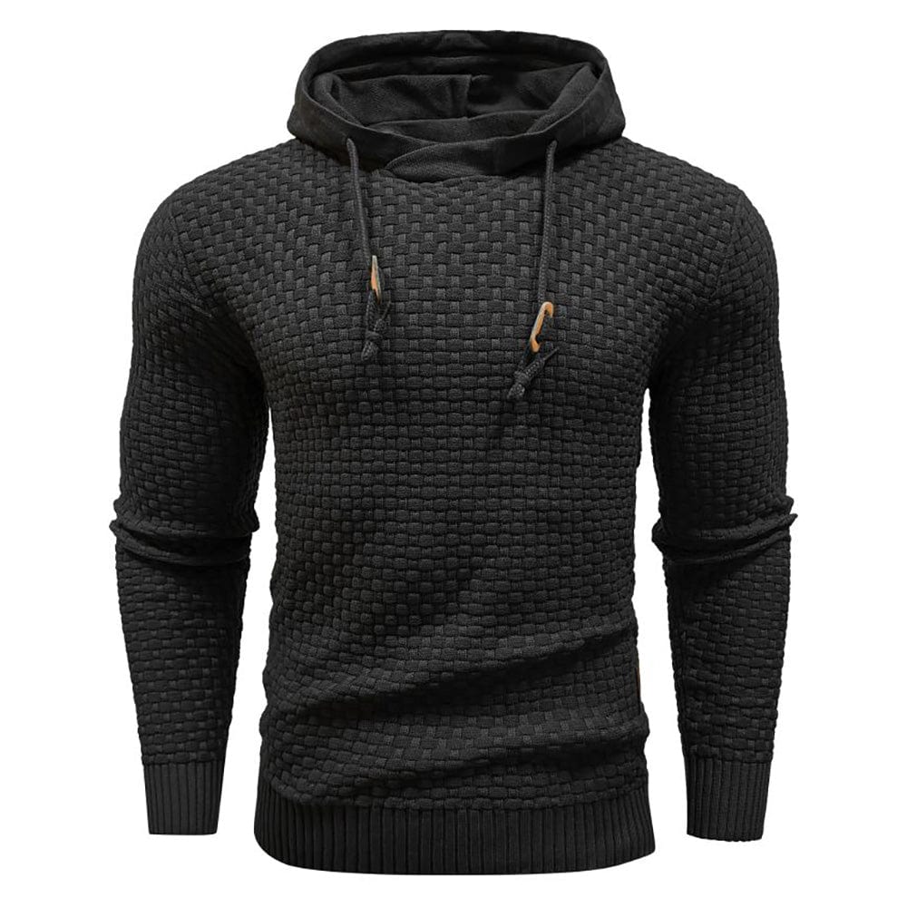 Long sleeve men's textured hoodie with drawstring for a relaxed, modern pullover style.