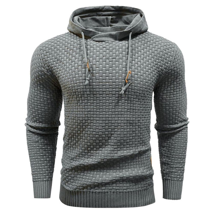 Everyday men's textured pullover hoodie in a casual fit, ideal for comfortable layering.