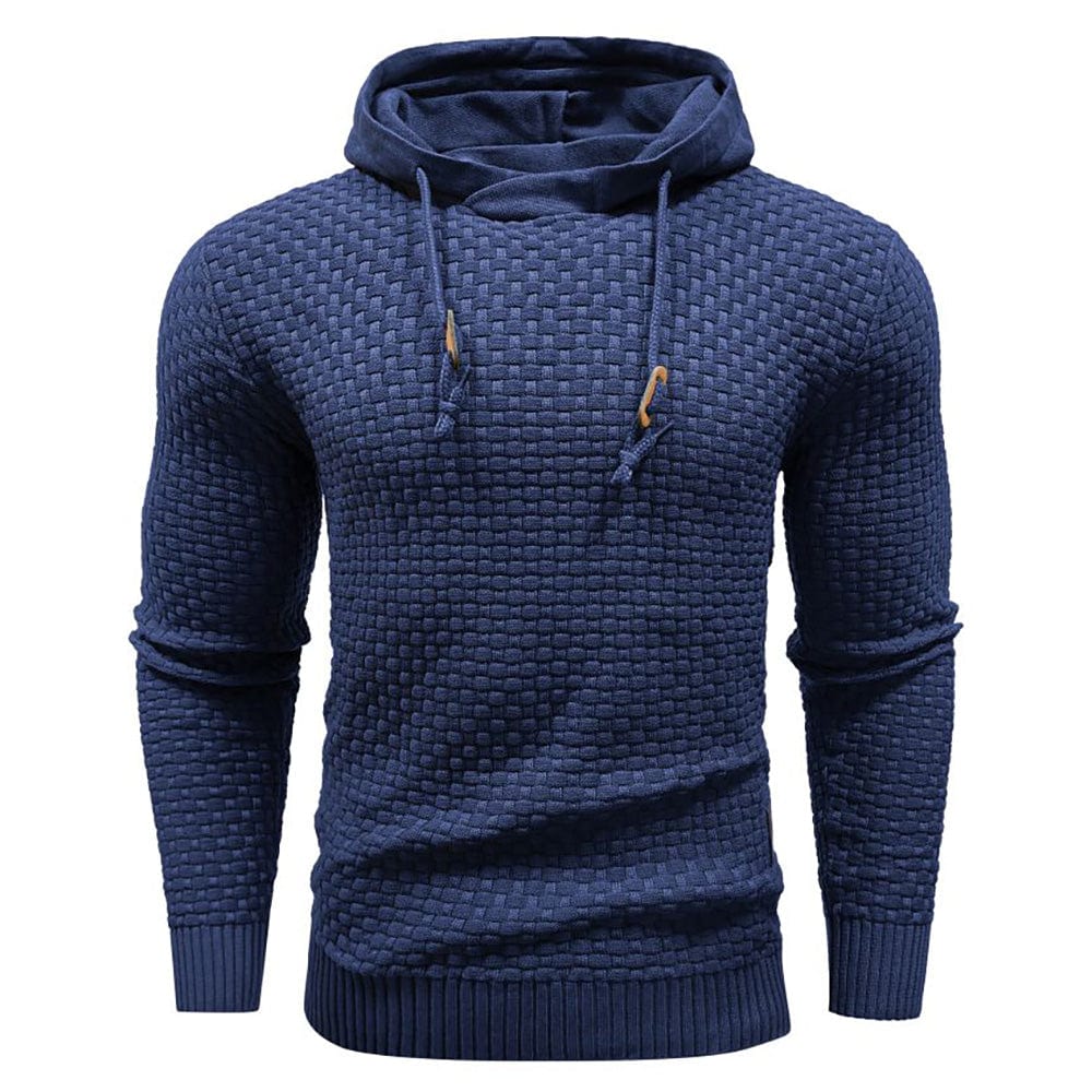 Stylish men's textured hoodie. Pullover design with long sleeves for casual streetwear.