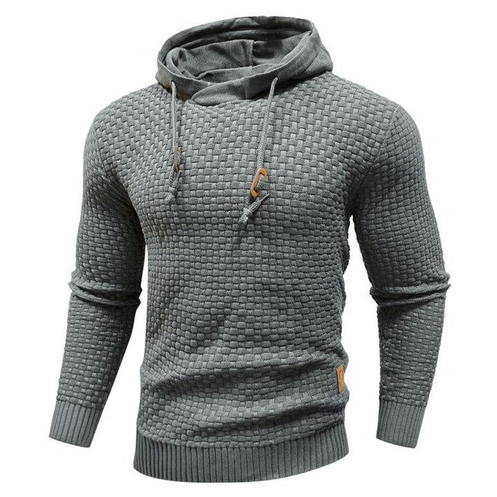 Comfortable men's blue textured pullover hoodie, perfect for casual everyday wear & streetwear.