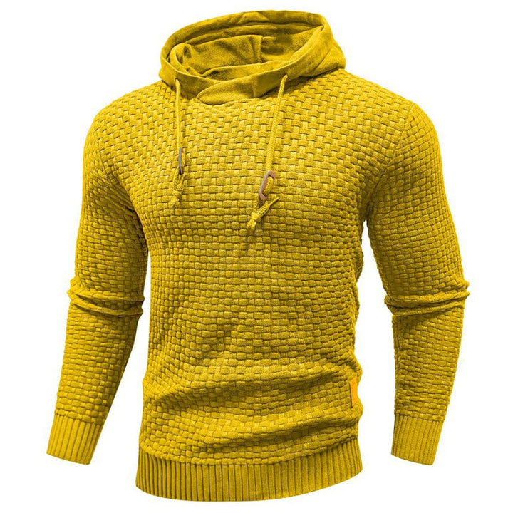 Stylish men's textured casual hoodie, a long sleeve pullover for everyday layering.
