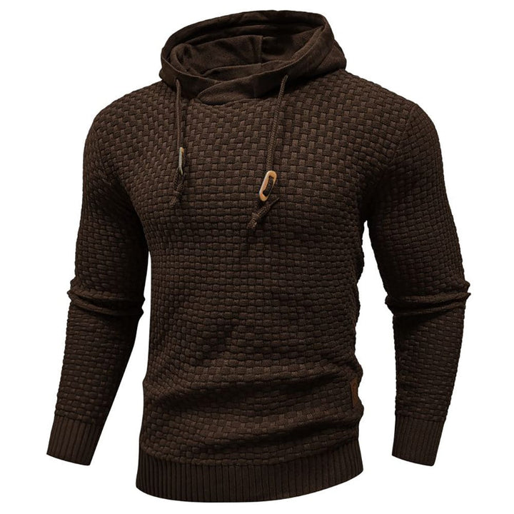 Streetwear men's casual textured hoodie. Pullover style with long sleeves & comfy hood.