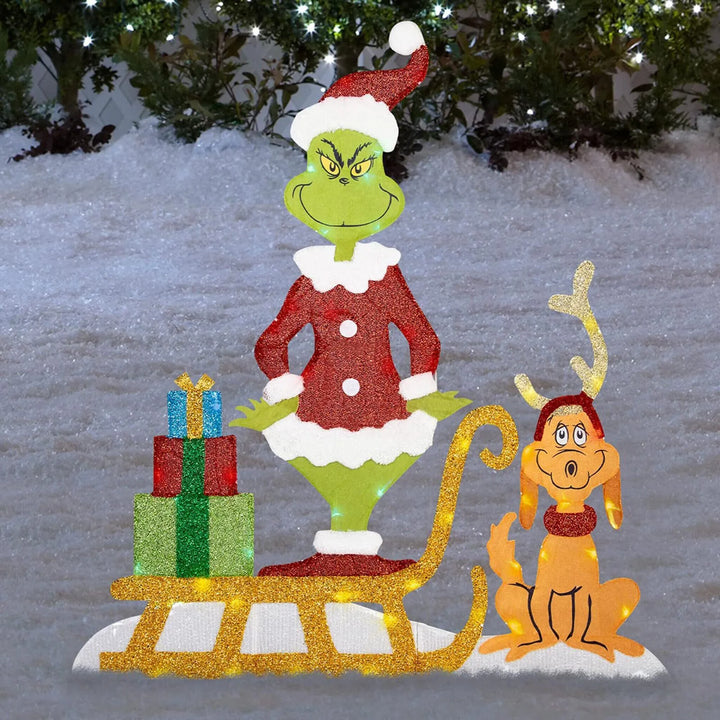 Durable Grinch garden light for holiday celebrations, adding festive charm outdoors