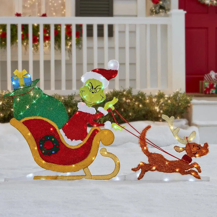 Whimsical Grinch Christmas light, enhancing outdoor festive decor