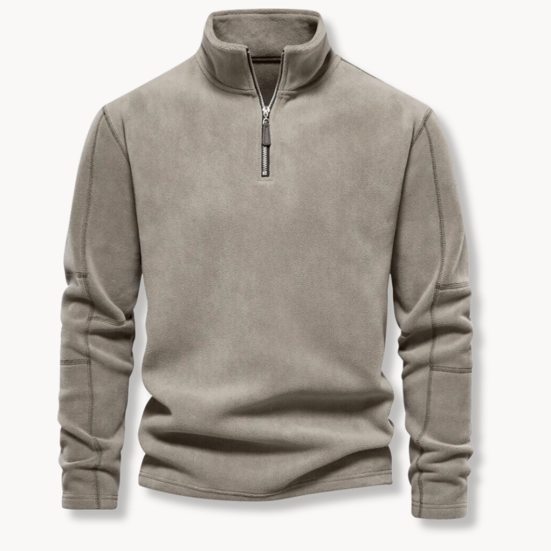 Cozy men's half-zip long sleeve sweater, offering everyday comfort and warmth for casual wear.