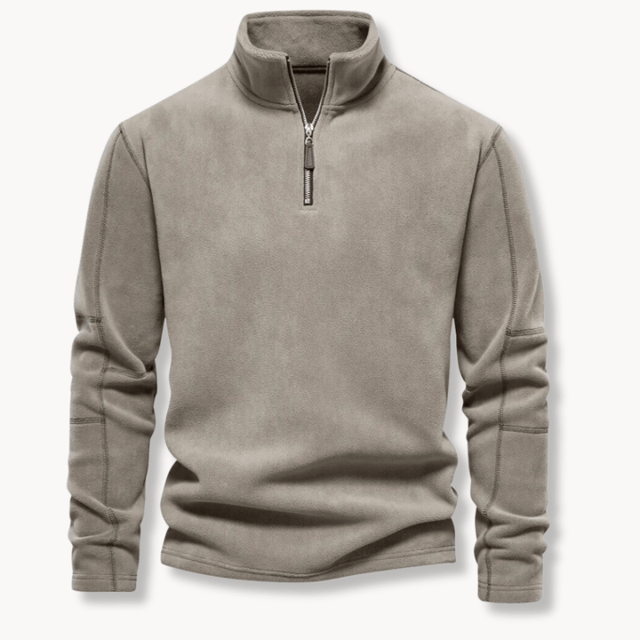 Cozy men's half-zip long sleeve sweater, offering everyday comfort and warmth for casual wear.