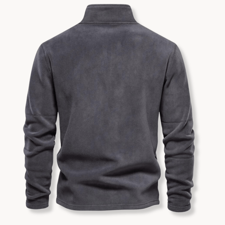 Versatile men's half-zip pullover sweater with long sleeves, great for casual fashion & layered winter style.