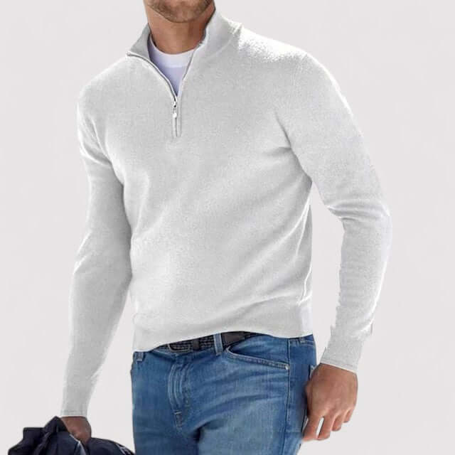 Versatile men's half-zip pullover, perfect for layering, casual, or smart casual wear.