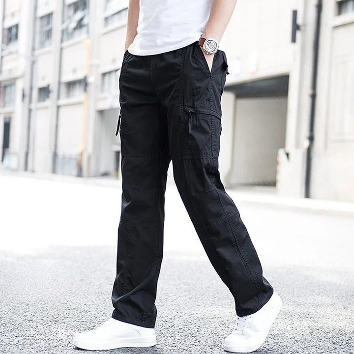Black Men's Hamilton cargo pants, relaxed fit utility trousers, perfect for streetwear and casual everyday wear.