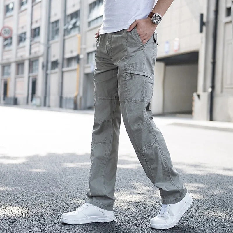 Versatile men's Hamilton relaxed fit utility cargo pants, great for everyday style in various casual looks.