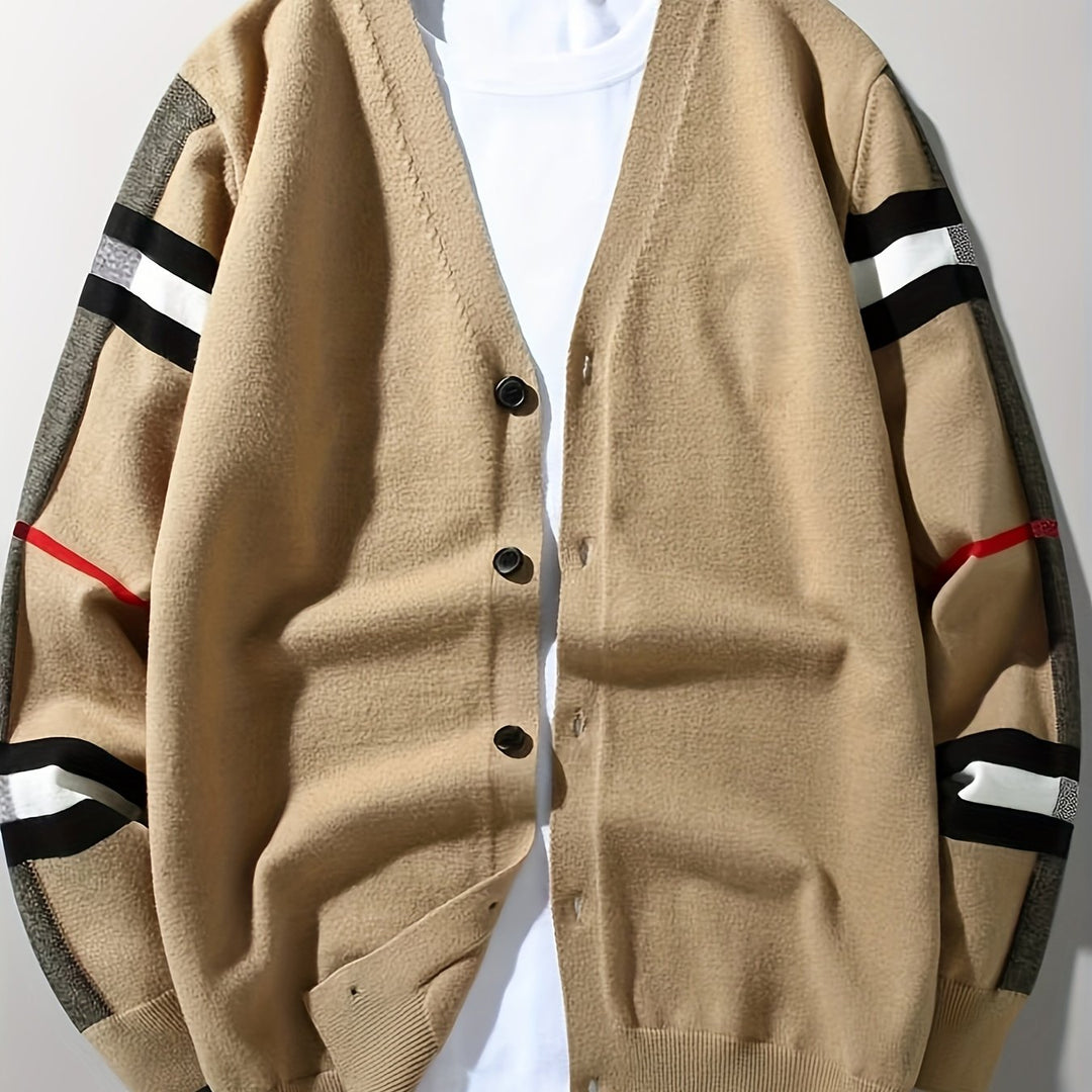 Men's handcrafted knit button cardigan, regular fit, luxurious winter wear & fall fashion.