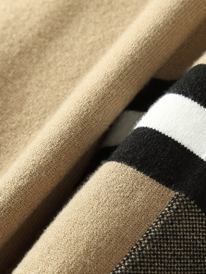 Back view: Men's regular fit handcrafted knit cardigan, showcasing elegant silhouette & drape.