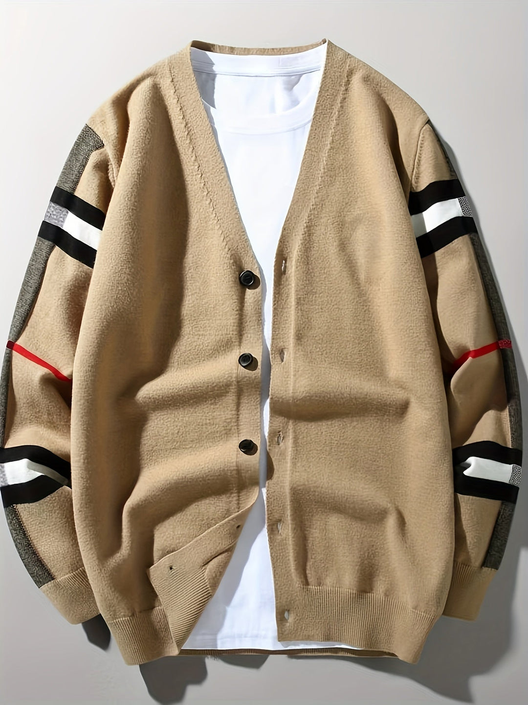 Elevated men's fall/winter knit cardigan, handcrafted button-up, essential layering comfort.