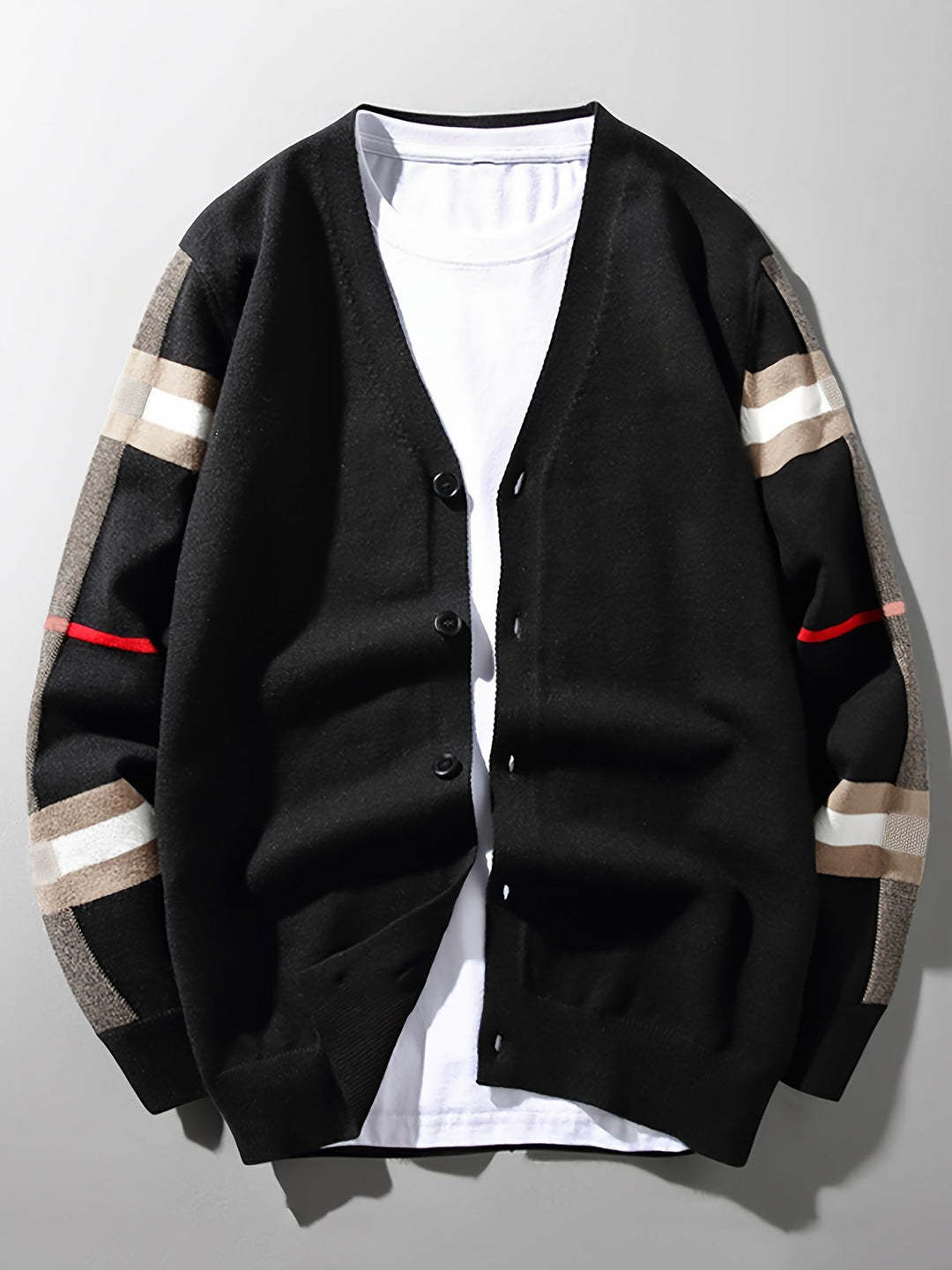 Comfort-focused men's knit button cardigan, soft handcrafted design, ideal for everyday luxury.