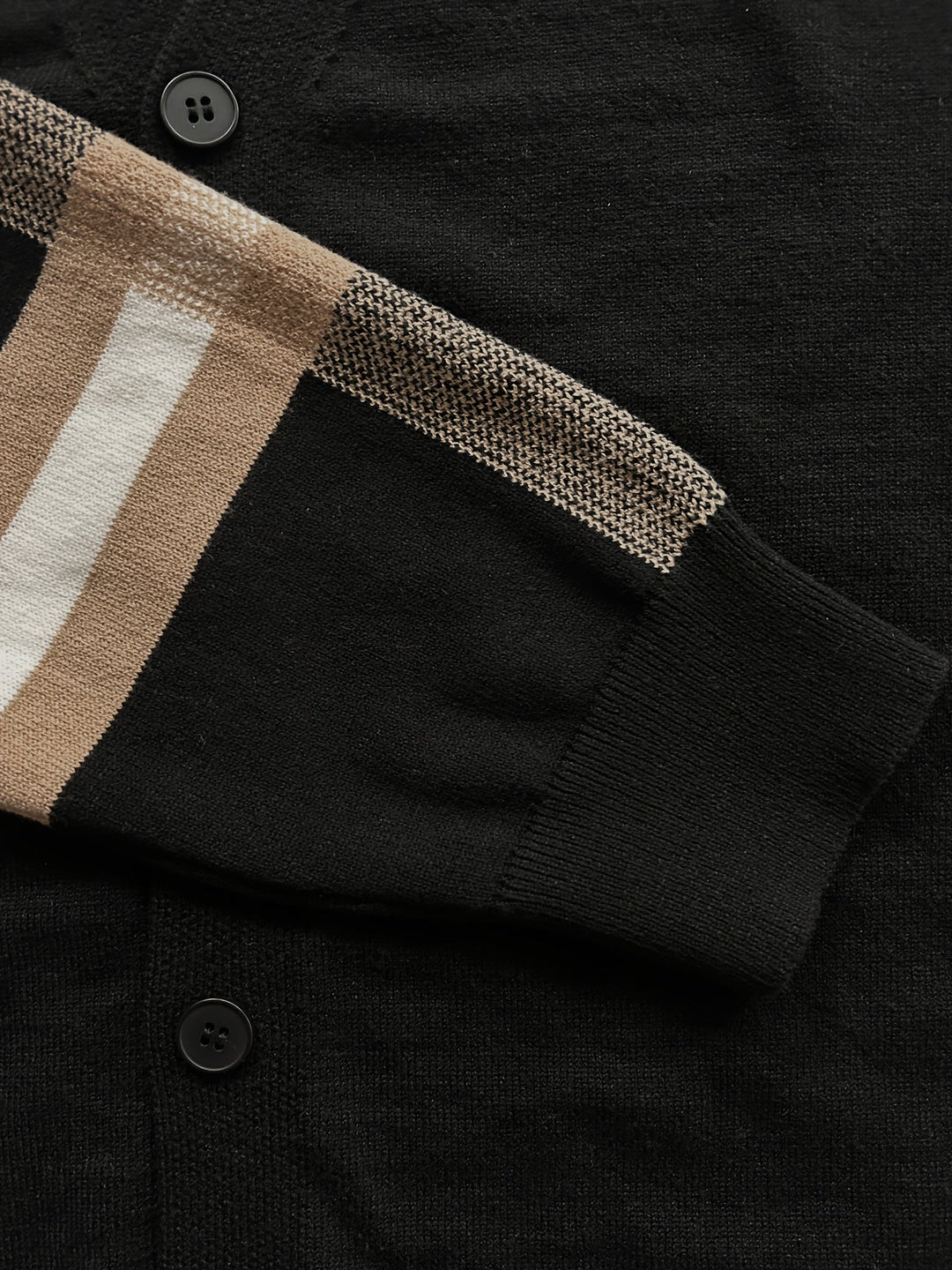 Men's jacquard knit button cardigan, handcrafted detail, elegant pattern, sophisticated winter.