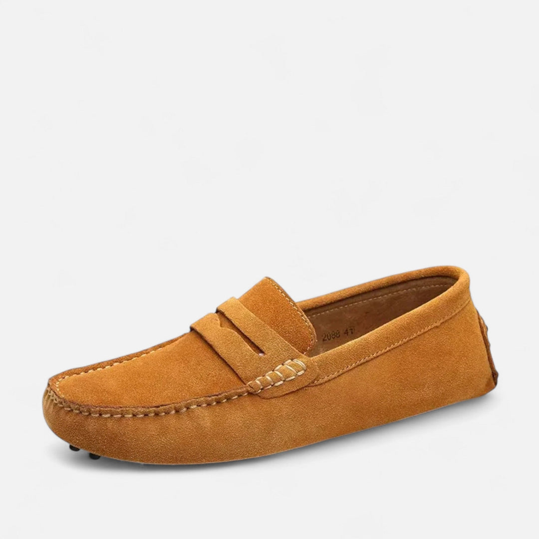 Modern classic men's handmade loafers, blending contemporary comfort with traditional slip-on elegance.