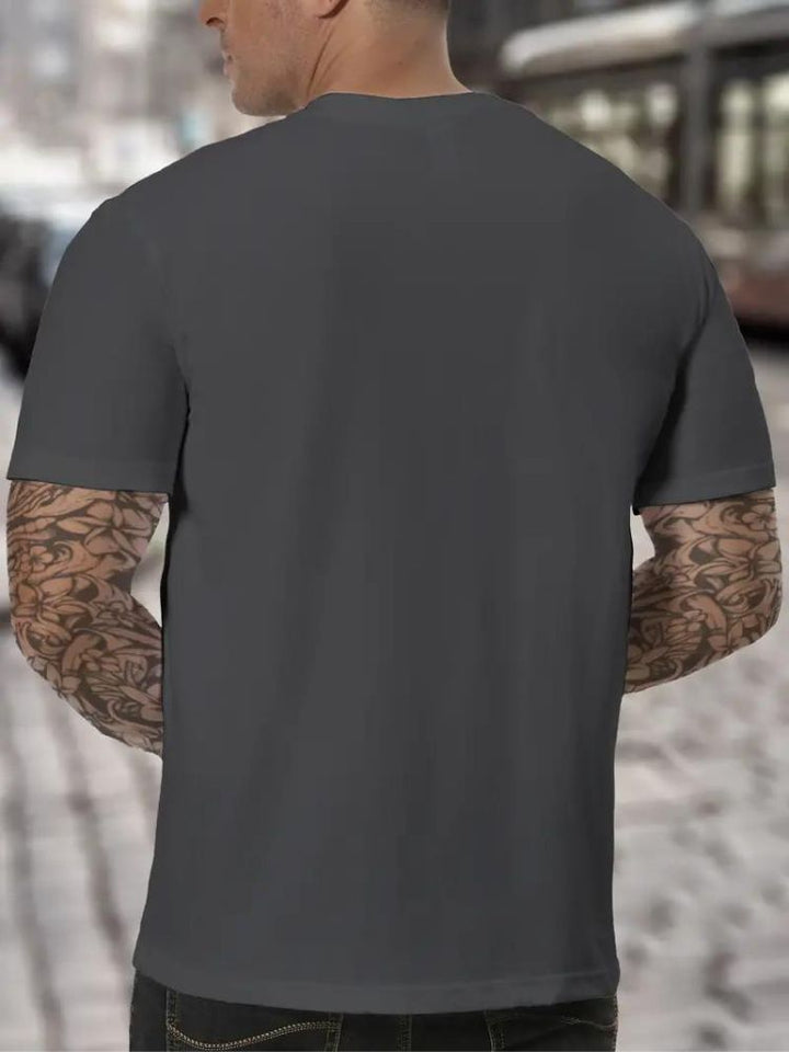 Minimalist men's high neck long sleeve top, versatile everyday fashion for a clean, modern look.
