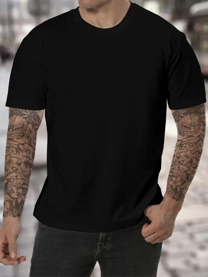 Soft men's high neck long sleeve layering top, essential basic tee for versatile everyday outfits.