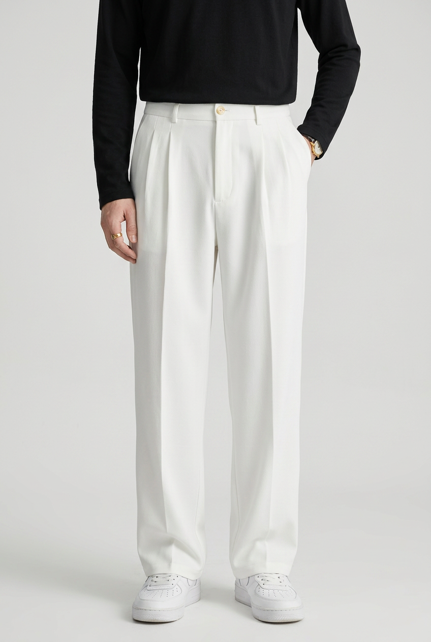 Men's high waist straight leg formal pants, featuring a tailored fit for professional office wear & smart casual events.