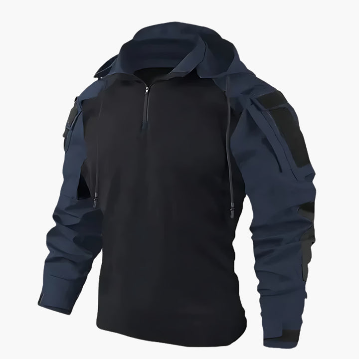 Menswear camouflage hooded jacket, a versatile tactical jacket for cold weather activities.