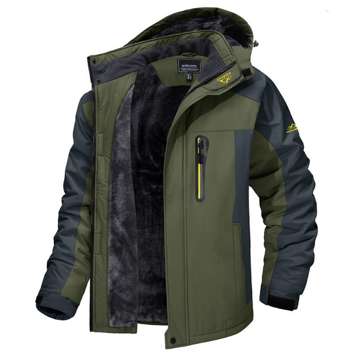 Men's hooded waterproof padded jacket for outdoor use. Ideal winter outerwear, keeping you warm and dry.