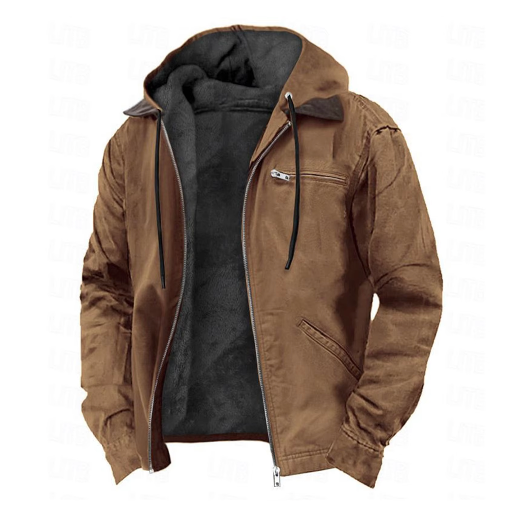 Men's hooded zip-up jacket in a stylish casual design.