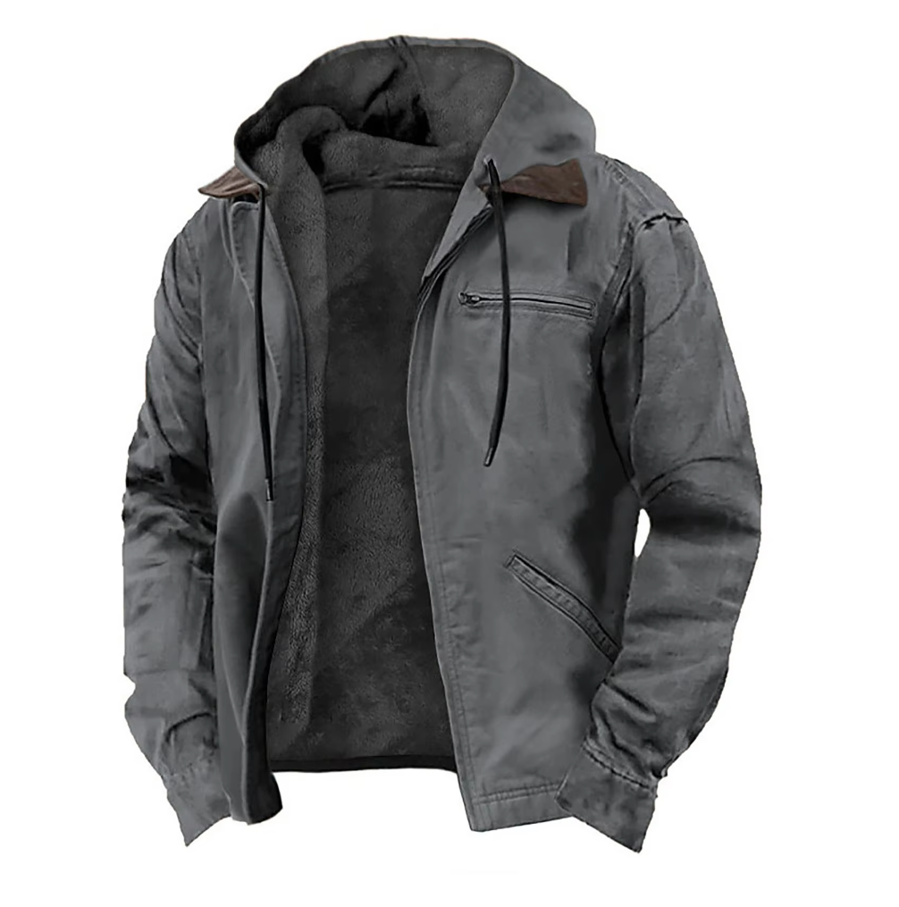 Stylish hooded jacket for men, ideal for casual everyday wear.
