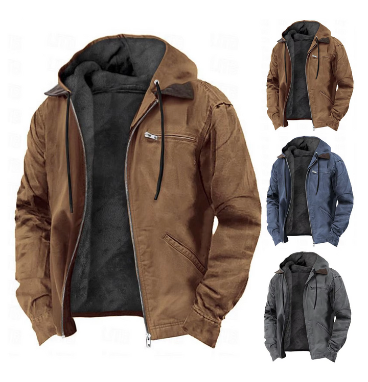 Men's fashionable outerwear, a comfortable hooded zip jacket.
