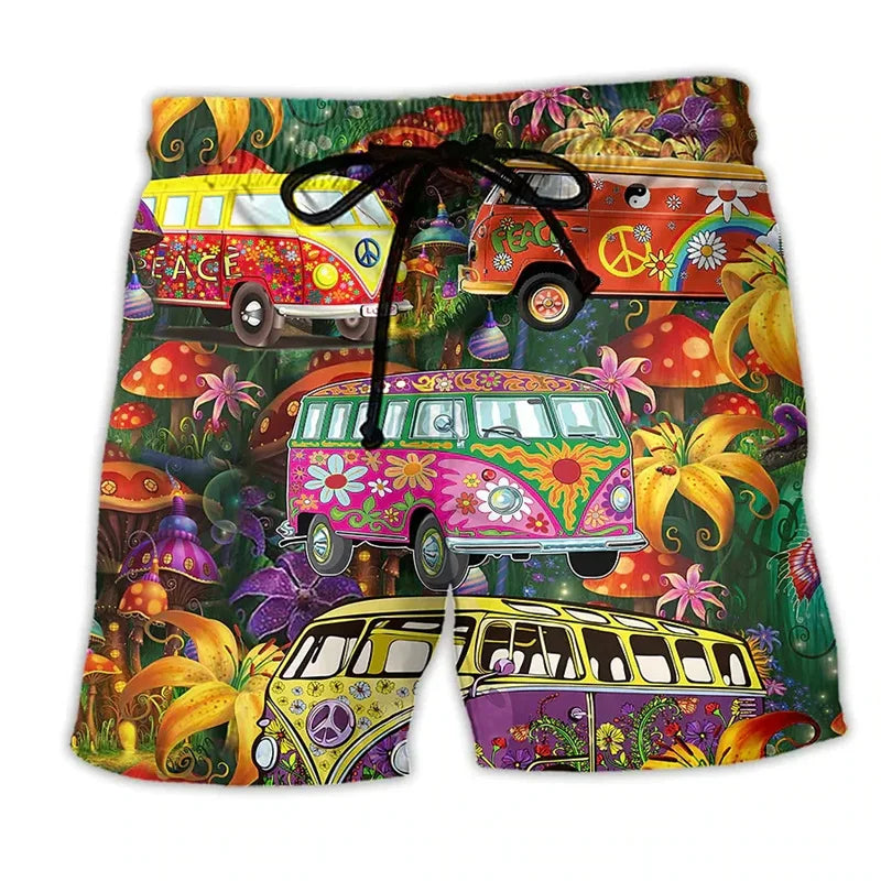 Men's Idris graffiti print swim shorts for bold summer style. Quick-dry, vibrant beachwear with adjustable waist.