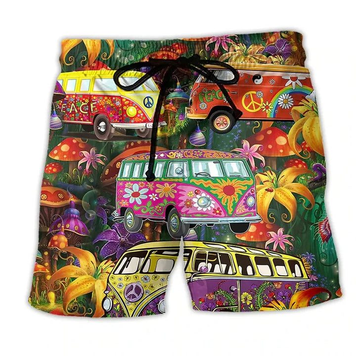 Men's Idris graffiti print swim shorts for bold summer style. Quick-dry, vibrant beachwear with adjustable waist.