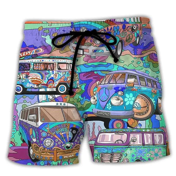 Stylish men's swim shorts with unique graffiti print, perfect for pool parties & beach. Features quick-dry fabric.