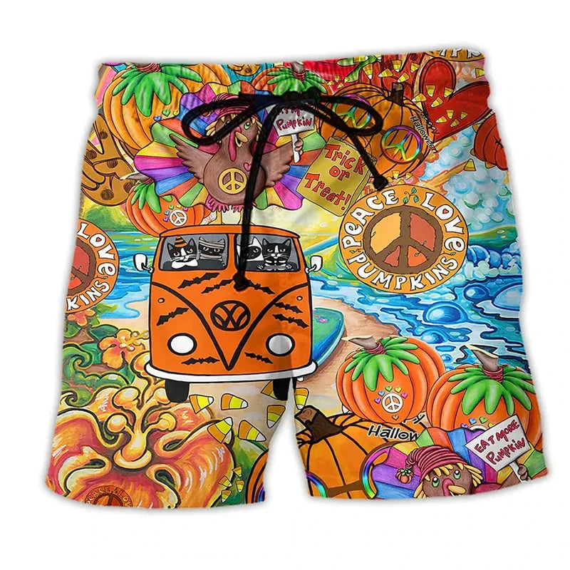 Vibrant Idris men's graffiti swim shorts. Bold summer fashion beachwear with adjustable waist & quick-dry design.