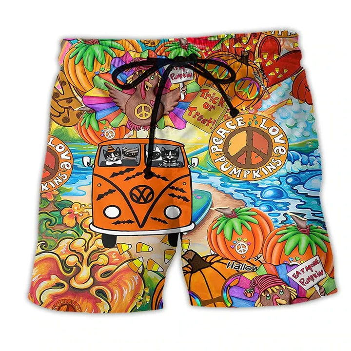 Vibrant Idris men's graffiti swim shorts. Bold summer fashion beachwear with adjustable waist & quick-dry design.