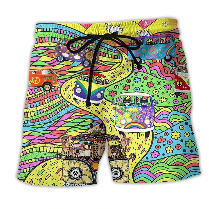 Casual men's Idris swim shorts in graffiti print. Stylish, quick-dry beachwear for summer and pool parties.