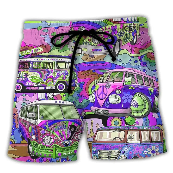 Bold men's Idris graffiti print swim shorts. Quick-dry beachwear for summer fashion & pool parties. Vibrant colors.