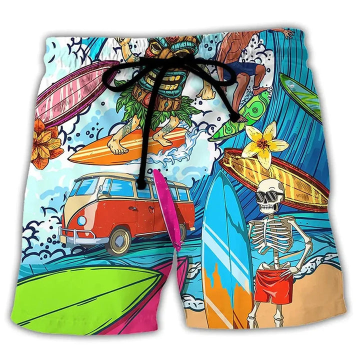 Stylish men's Idris graffiti swim shorts with adjustable waist. Perfect quick-dry beachwear for summer fashion.