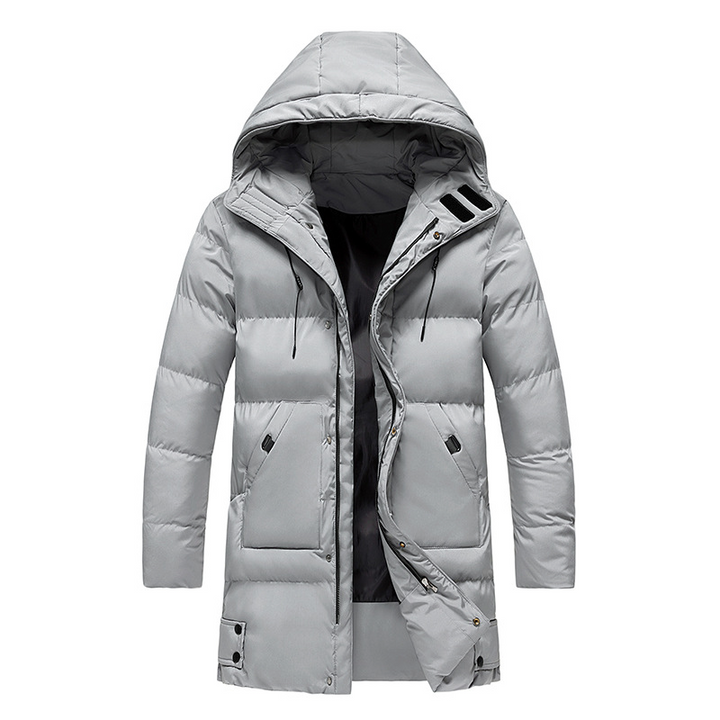 Men's insulated waterproof parka jacket, ideal for winter. Durable, warm outerwear for cold weather protection.