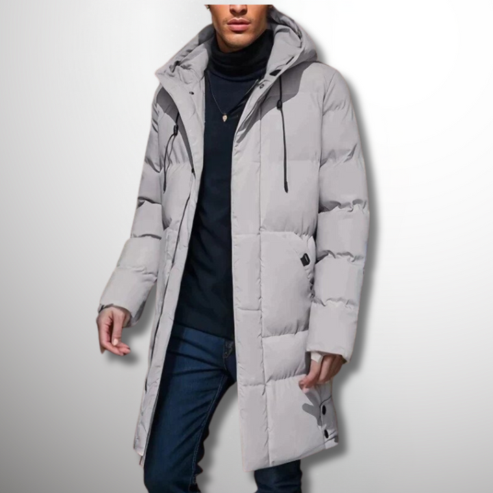 Stylish men's insulated parka jacket, waterproof & padded. Versatile casual coat for men's winter fashion.