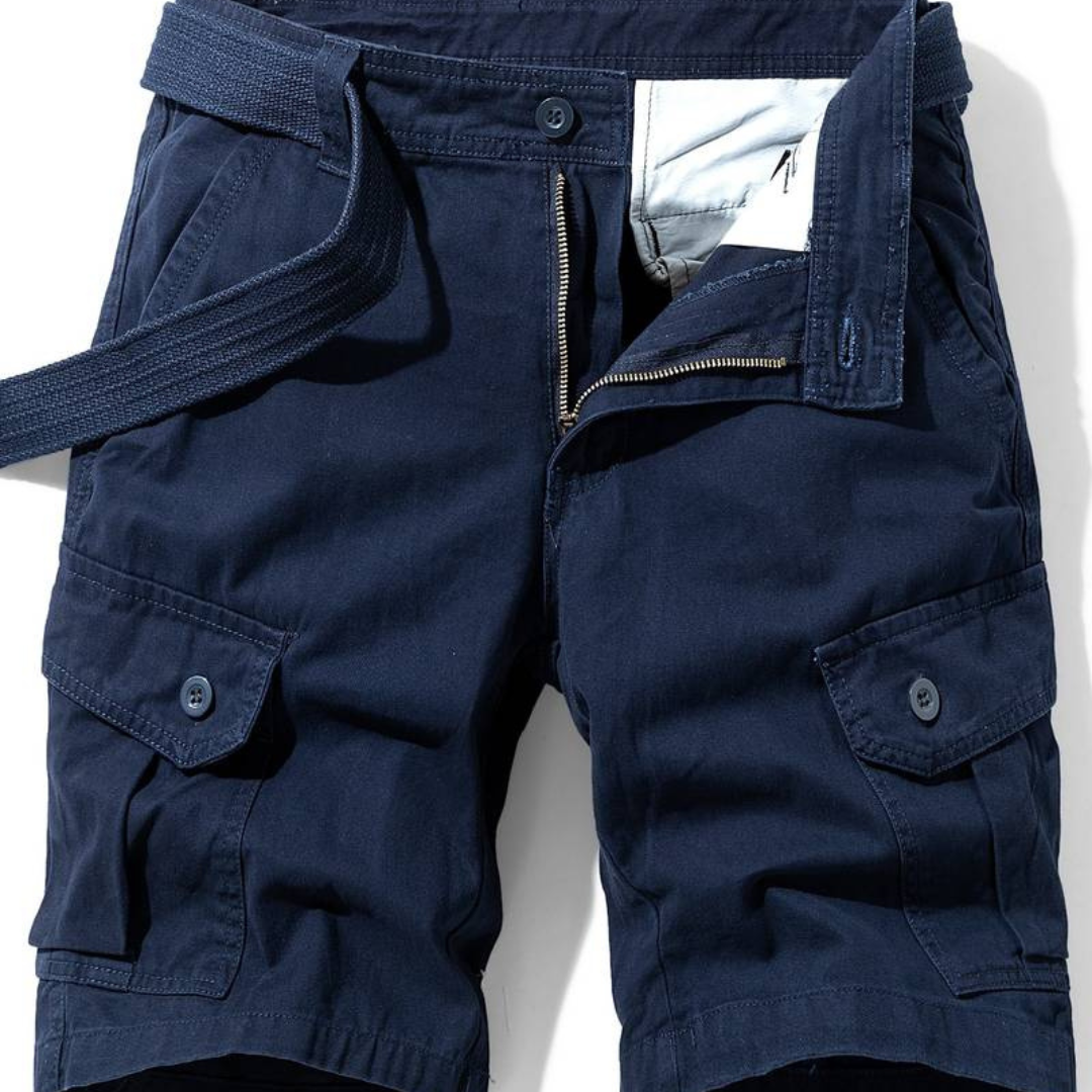 Close-up of Jameson men's cargo shorts featuring multi-pocket design