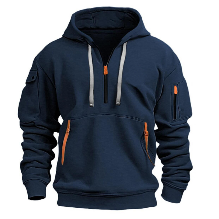 Men's Jamie zip front sports hoodie in charcoal grey, perfect for activewear.