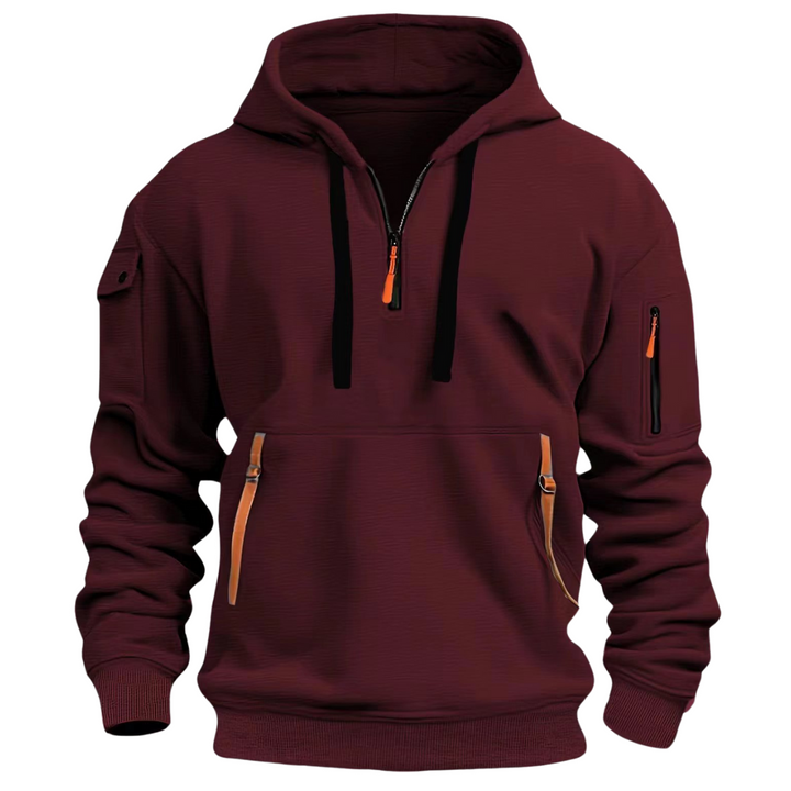 Men's Jamie sports hoodie in navy blue, ideal for gym wear and outdoor activities.