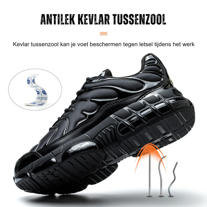 Men's slip-resistant safety footwear designed for heavy-duty industrial and construction jobs.